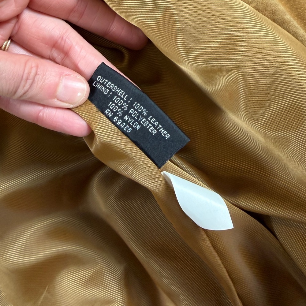 M. Julian Wilsons Tan Suede Leather Bomber Jacket Women’s Medium Hooded Full Zip - Picture 8 of 14